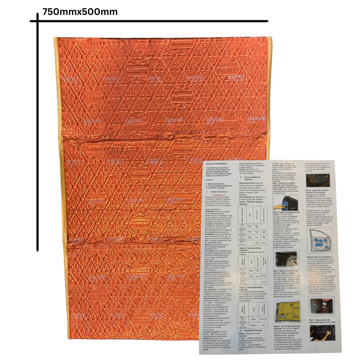 Gold HD 2.6mm Sound Deadener, 8 Sheet Box